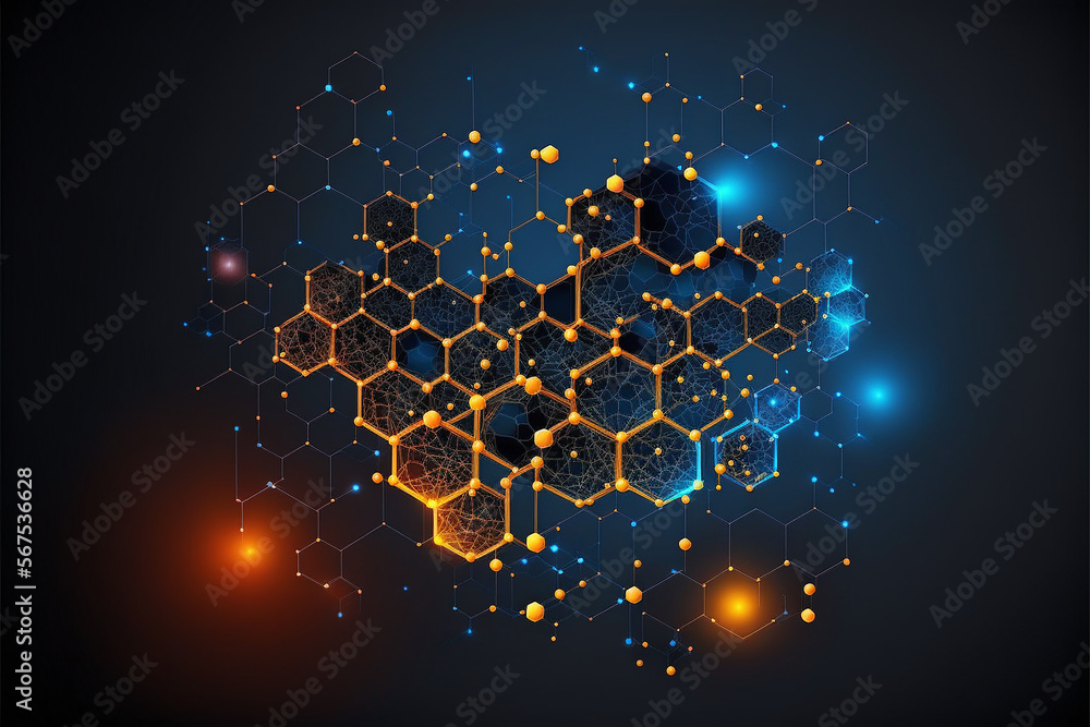 Poster futuristic technology abstract background with lines for network. illustration generative ai