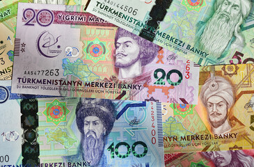 unos billetes de banco de Turkmenistan