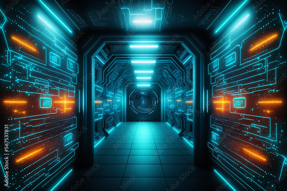 Poster futuristic technology abstract background with lines for network. illustration generative ai