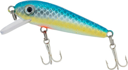Blue and yellow fishing lure