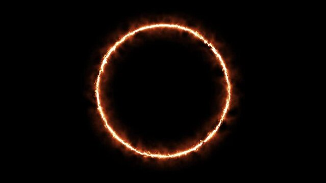 fire smoke circle logo animation video background