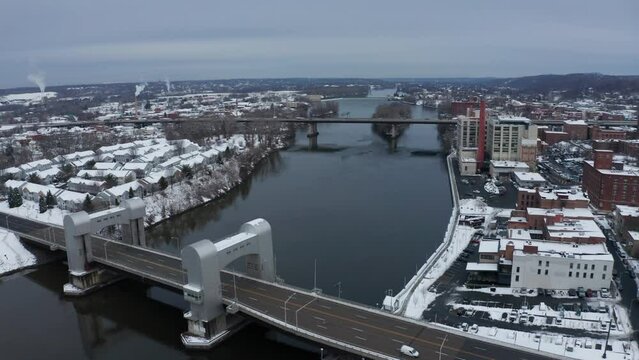Bridges over Hudson River in Troy, New York