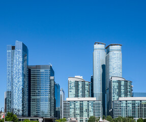 Fototapeta na wymiar Tall office buildings and condominium residences in downtown Toronto Canada.