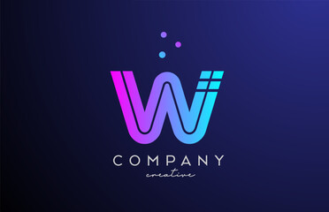 blue pink W alphabet letter logo with dots. Corporate creative template design for business and company