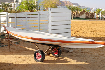 Paddle board on sea beach