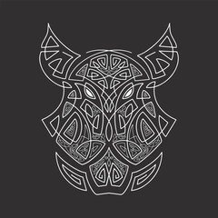 Wild boar head, Celtic style hog, T-shirt typography design, wild animal graphic print. Vector illustration