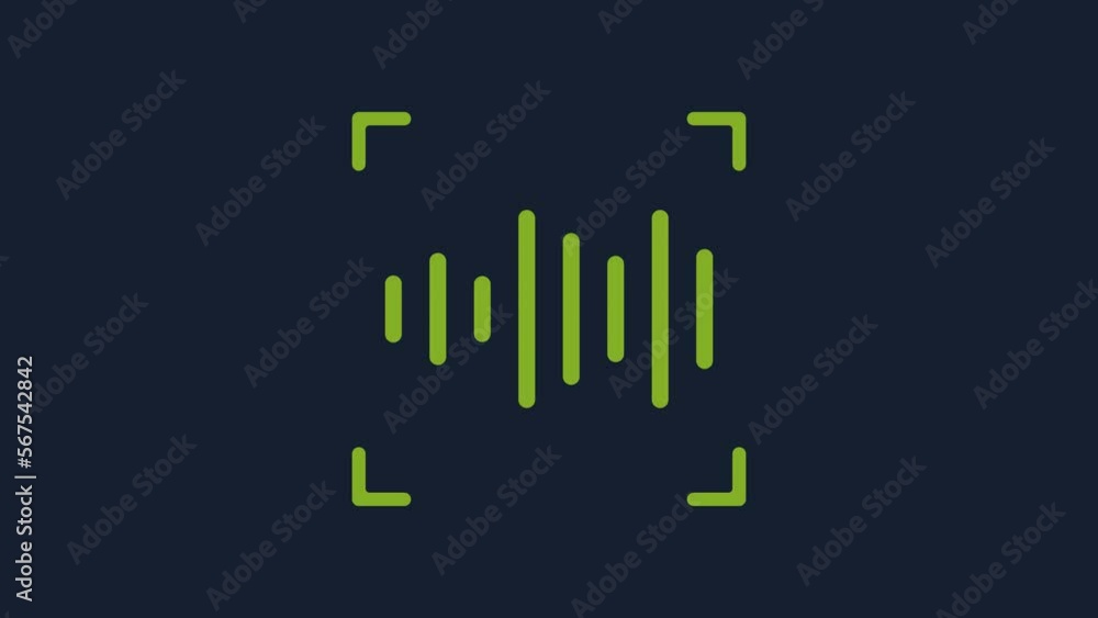 Poster yellow voice recognition icon isolated on blue background. voice biometric access authentication for