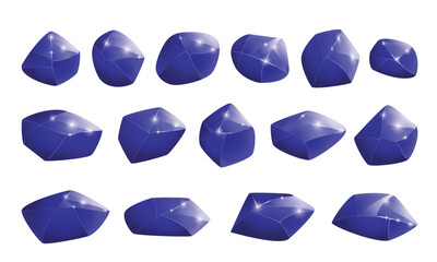 Crystals and natural minerals collection. Cartoon Magic Gemstones set. Game assets. vector illustration