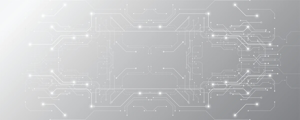 Grey white Abstract technology background, Hi-tech digital connect, Communication, High technology concept, Science background
