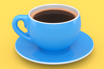 Obraz na płótnie Canvas Ceramic coffee cup for cappuccino, americano, espresso, mocha, latte on yellow