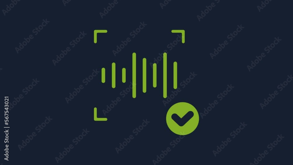 Poster yellow voice recognition icon isolated on blue background. voice biometric access authentication for