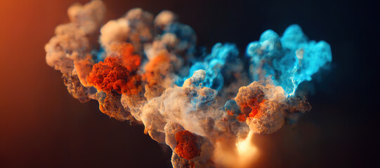 colorful puff smoke on a dim background with Generative AI Technology
