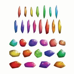 Crystals and natural minerals collection. Cartoon Magic Gemstones set. Game assets. vector illustration