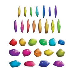 Crystals and natural minerals collection. Cartoon Magic Gemstones set. Game assets. vector illustration