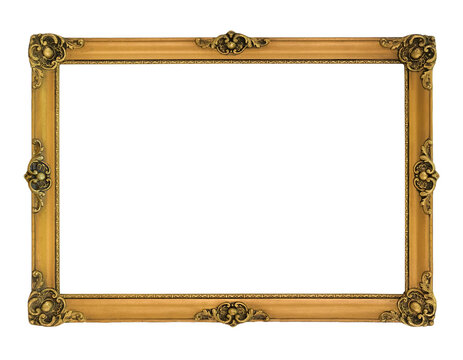 Gilded  vingtage picture frame with transparent background. (png image)