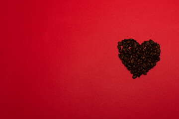 red background with coffee heart