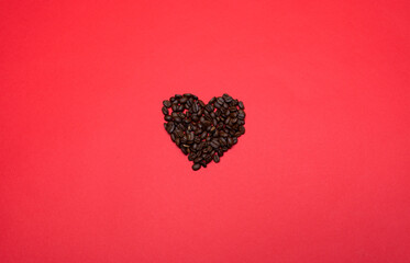 red background with coffee heart