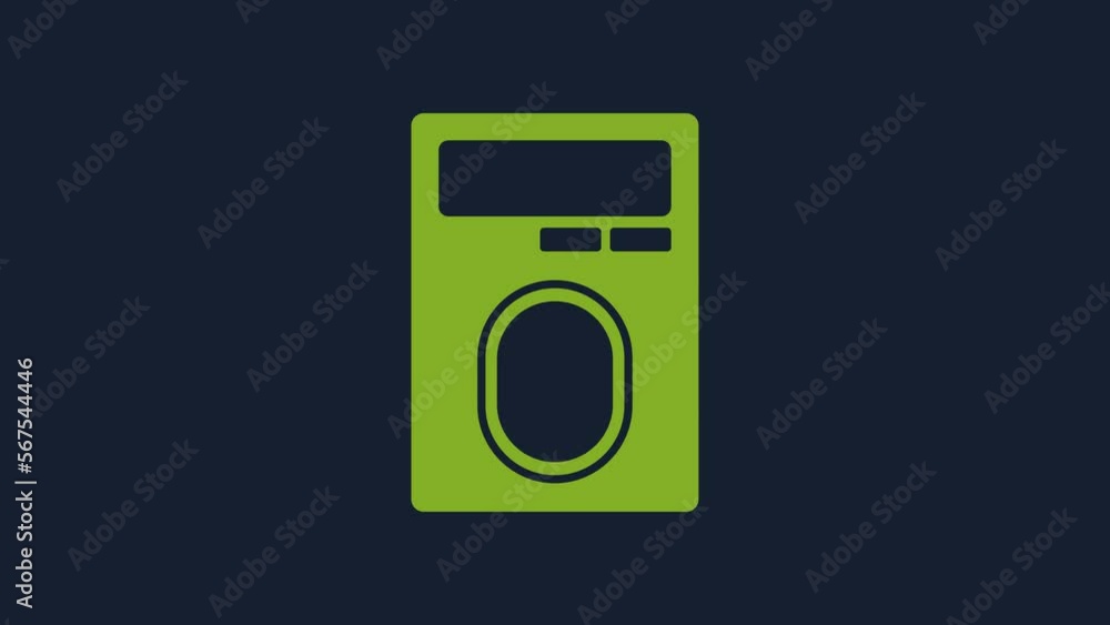 Aufkleber yellow human hand scanning with finger scan on access control machine icon isolated on blue backgrou