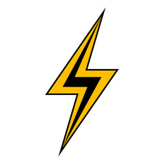 Lightning bolt sign design. Abstract electricity icon. Electric voltage and energy charge. Vector illustration isolated on white background.
