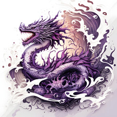 Purple Dragon on white background