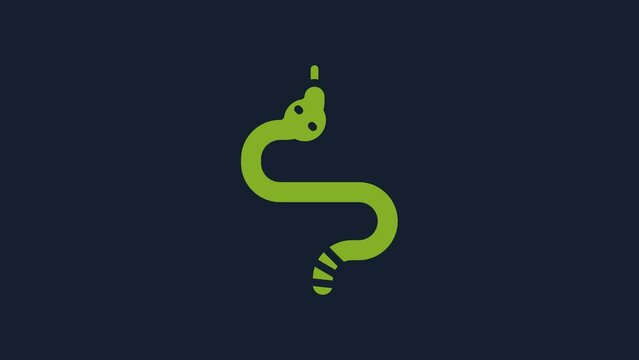 Yellow Snake icon isolated on blue background. 4K Video motion graphic animation