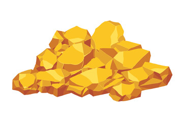 Rock and stones set. Different shape gold boulder collection. vector illustration