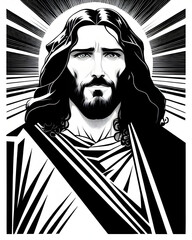 Jésus-Christ en noir et blanc - IA générative	