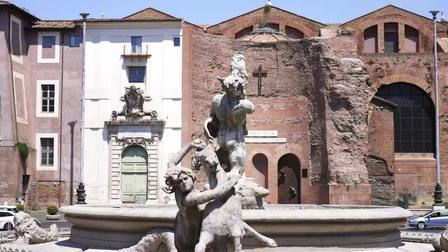 Fountain of the Naiads, Fontana delle Naiadi fountain in Rome, Italy. located at the centre of the Piazza della Repubblica on the Viminal Hill. 