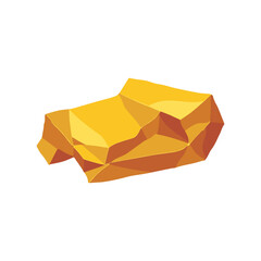 Gold rock boulder. Natural shape golden stone. vector illustration