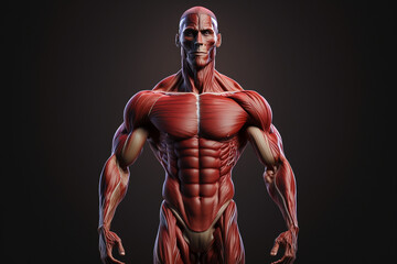Fototapeta na wymiar Human anatomy muscular skeleton bone structure for medical purposes and education, detailed muscles and bones