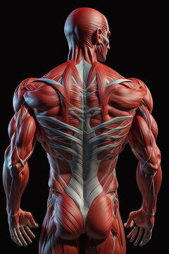 Human anatomy muscular skeleton bone structure for medical purposes and education, detailed muscles and bones