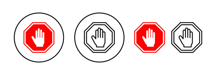 Stop icon vector for web and mobile app. stop road sign. hand stop sign and symbol. Do not enter stop red sign with hand