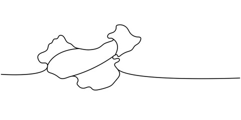 China silhouette one line continuous drawing. China country silhouette continuous one line illustration. Vector minimalist linear illustration.