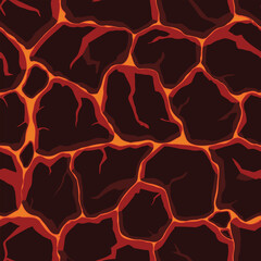 Cartoon game texture, lava surface seamless pattern. Game asset walls and environment background