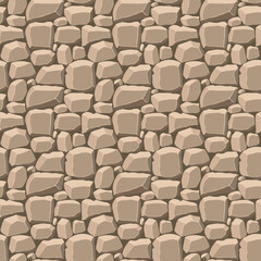 Fototapeta premium Cartoon game texture, rocks, dirt and ground surface seamless pattern. Game asset wall and environment background