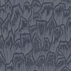 Cartoon game texture, rocks, dirt and ground surface seamless pattern. Game asset wall and environment background