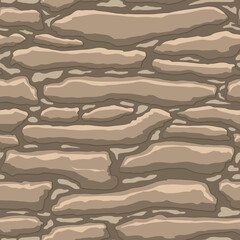 Cartoon game texture, rocks, dirt and ground surface seamless pattern. Game asset wall and environment background