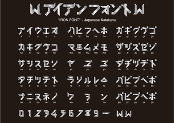 IRON FONT - Japanese alphabet katakana - obrazy, fototapety, plakaty