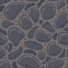 Cartoon game texture, rocks, dirt and ground surface seamless pattern. Game asset wall and environment background