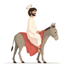 Jesus riding a donkey. The triumphal entre into Jerusalem