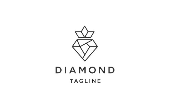 Diamond king line logo icon design template flat vector