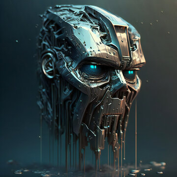 MELTED FACE ROBOT image created with artificial intelligence tool