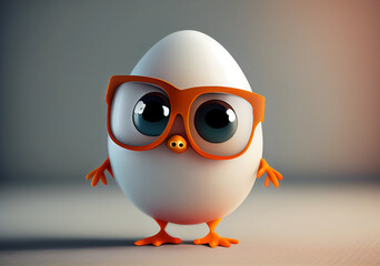 Fototapeta premium Cute egg character, 3D rendering