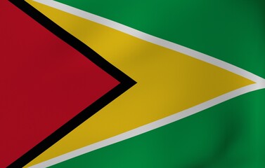 3D Render National Flag Flapping in Wind - Guyana