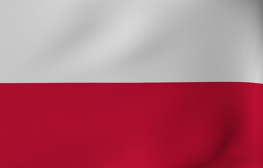 3D Render National Flag Flapping in Wind - Poland