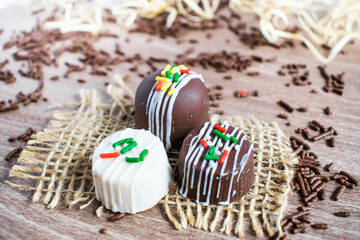 Chocolate truffles and pralines colorful