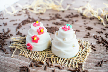 Chocolate truffles and pralines colorful, wedding cake candy truffle