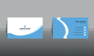 Modern blue business card design template. Creative and clean card.
