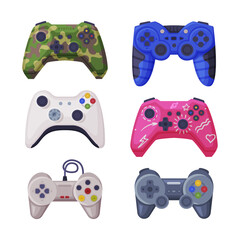 Video Game Controller and Electronic Device for Home Console Vector Set © topvectors