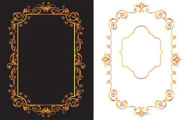 Certificate of award, oriental, arabesque and damask decorative borders set of vintage frames, elegant emblems, art deco design.